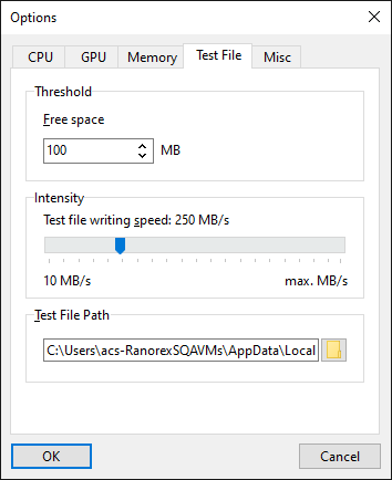 HeavyLoad 选项对话框左侧列表：CPU、内存、写盘、磁盘访问、GPU 各模块参数入口